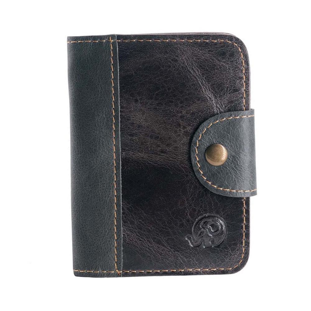 Genuine Leather Card Holder Men Minimalist Slim Credit Card Case Vintage Mini Wallet Snap Button