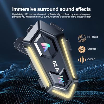 Motorrad-Bluetooth-5.3-Helm-Headset mit RGB-bunten Lichtern, wasserdichter Freisprechanruf, kabelloser Kopfhörer für den Fahrer