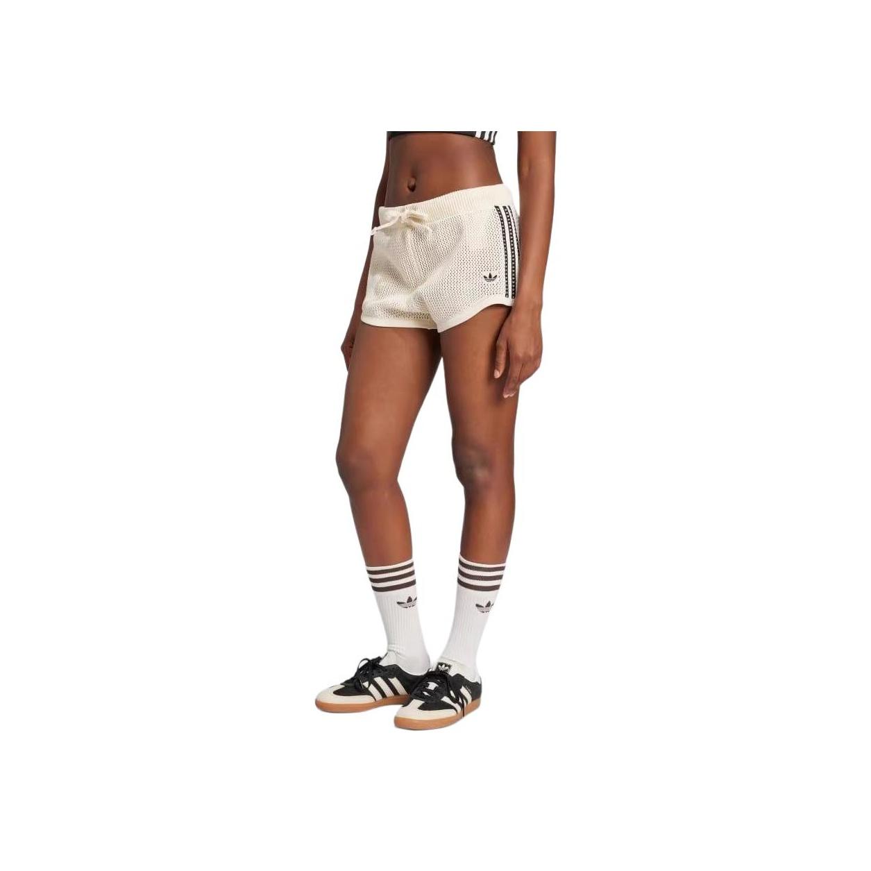 adidas Originals Women s Premium Crochet Sprinter Shorts Wonder White Female JD1078 M