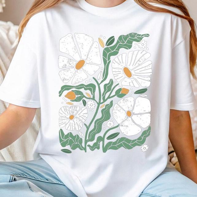 Flower Shirt Floral Tshirt Flower Lover Tee Nature Lover Shirt Wildlife Shirt Nature Shirt Botanical Tee Boho Flower S