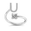 Glänzender Ring mit 26 Buchstaben, verstellbar, mit Initiale zum Öffnen, Charm-Schmuck, Geschenk