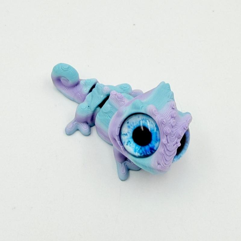 3D Printed Mini Chameleon Figures Movable Joint Big Eyes Lizard Model Fidget Toy Home Decor Desktop Ornament Gift Collection