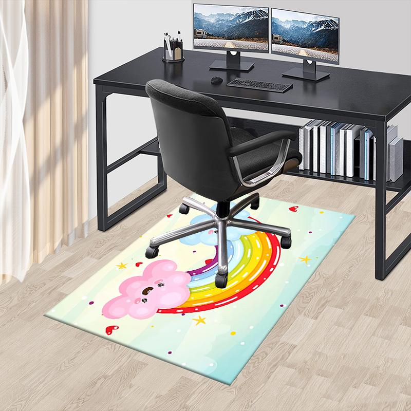 rainbow cloud Crystal Velvet chair mat Area Rug - Non-Slip, Floor Mat, Office Desk Chair Rugs, Bedroom Decor.Christmas Gift-1106171