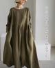 Dress for Relaxed Solid Cotton or Cotton Mori Elegant Mom Dress [Collecala] Women, Loungewear, Simple, Color, Blend, Casual, Natural, Girl, Outfit,