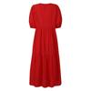Spring Summer Elegant Women's Solid Dress Sundress Casual Short Sleeve Female O-Neck Robe Femme Oversized