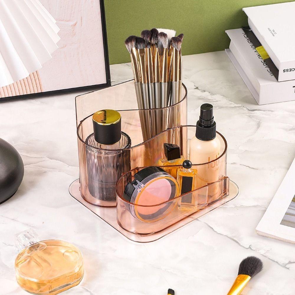 Multifunctional Desktop Cosmetic Storage Box Transparent Plastic Desk Cosmetics Organizer Large Size Stationery Sorting Box