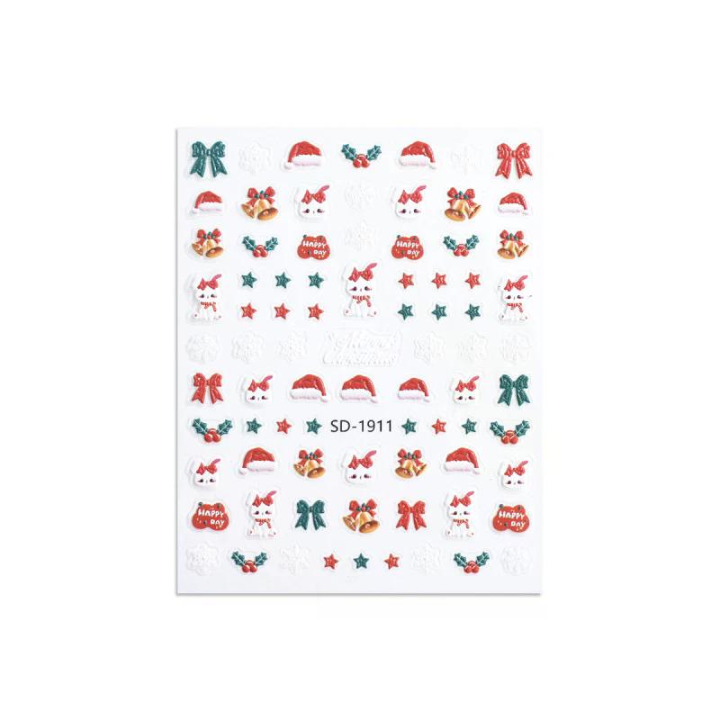 Jul Härliga Tecknade Rosett Jultomte Snögubbe Julgran Älg Snöflinga Nail Art Stickers Jul Söta Manikyr Dekaler