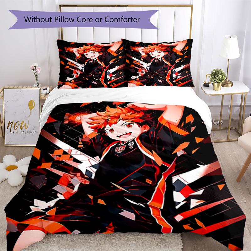 3pcs Haikyu Bedding Set Duvet Cover Closure Includes 1 Duvet Cover & 2 Pillowcases, Soft and Comfortable for All Seasons.