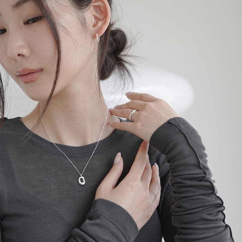 Modernlike Silver 925 One-sided / Classic Ring One-touch Earrings