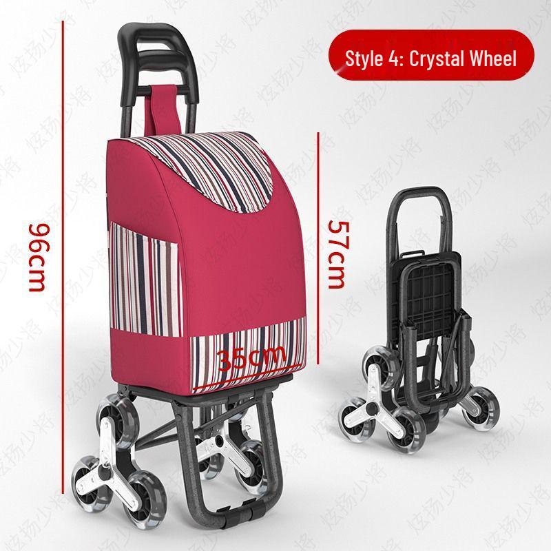 Lightweight Folding Shopping Cart: Portable Trolley for Groceries, Vegetables, and Household Items; Ideal for Elderly Use.