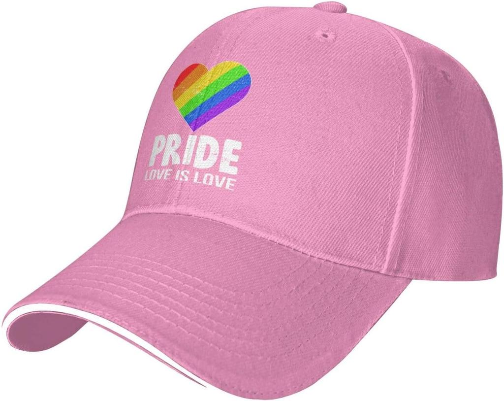 Rainbow Heart Pride LGBT Adjustable Baseball Cap Casual Polyester Baseball Hat Unisex