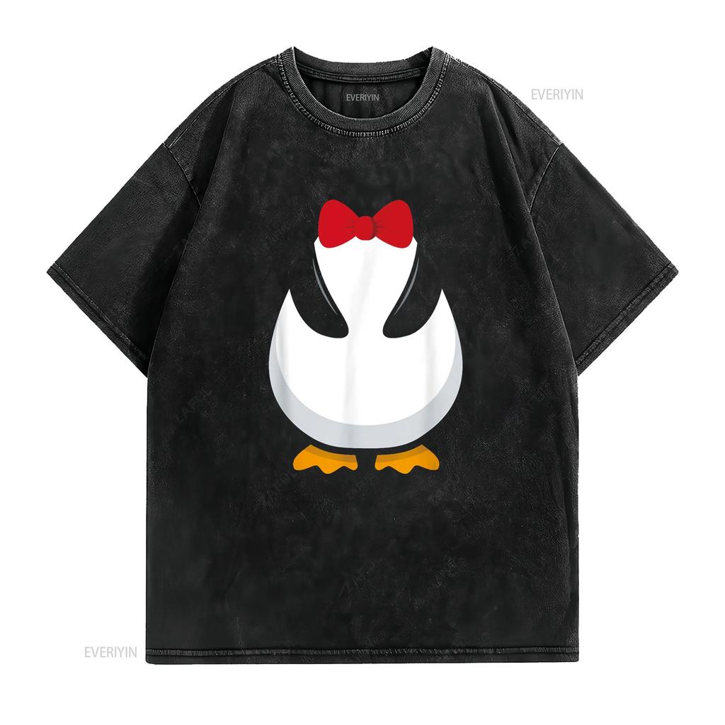 Penguin Costume T Shirt Halloween Outfit Bowtie Cute Animal vintage Washed Comfortable Stylish designer clothes
