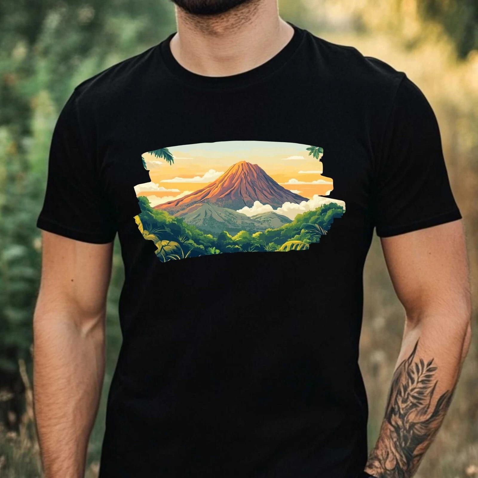 T-Shirt Herren Vulkan Landschaft Motiv Baumwolle Größe XS bis 5XL S