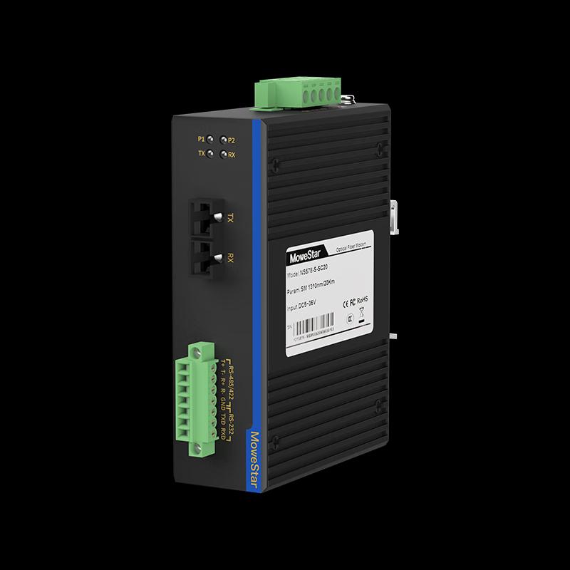 MoweStar Industrial RS232/422/485 Serial To Fiber Optic Converter