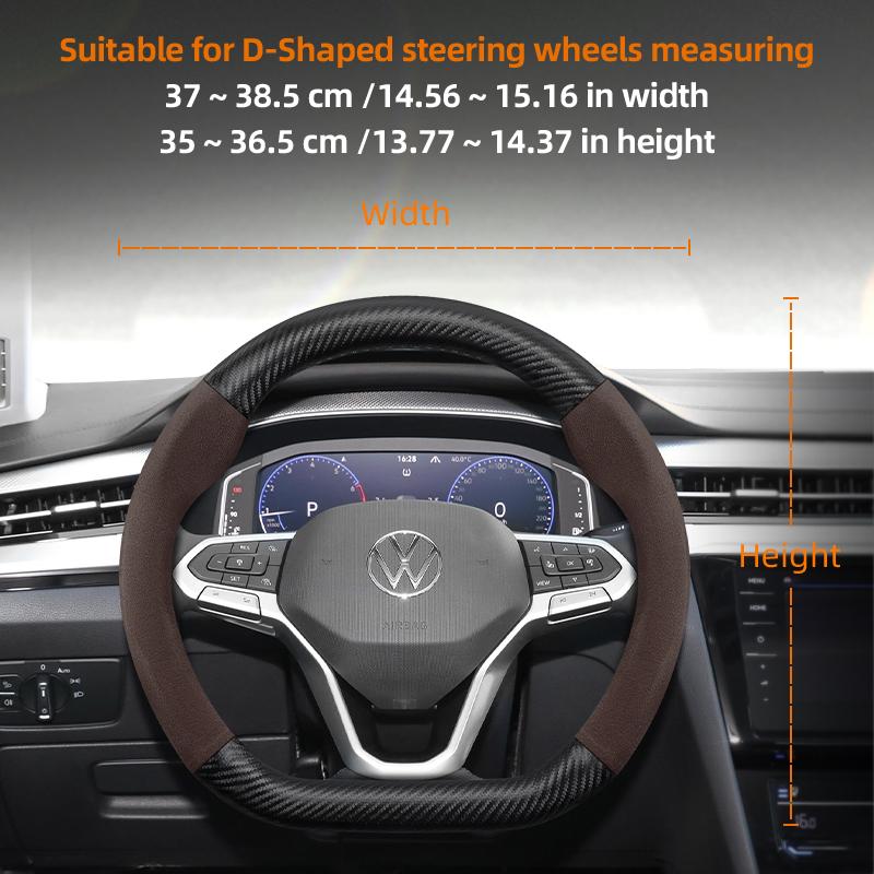 AABGI1 Suitable for Volkswagen Suede Matte Carbon Fiber Texture Steering Wheel Cover Suitable for Polo Golf 5 6 7 up Gol Volante Scirocco Passat