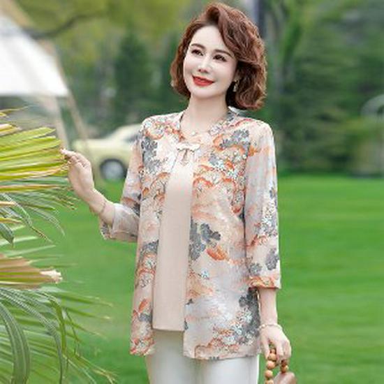 

Spring New National Style Jacket for Middle-Aged and Elderly Women 2XL жовтий/імбирний