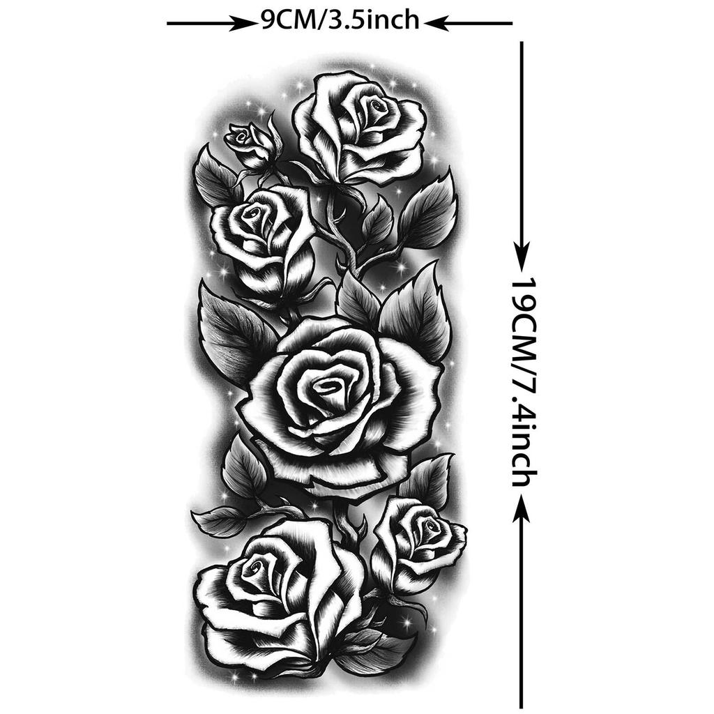 1 Sheet Tiger Snake Flower Temporary Tattoos For Women Girls 3D Rose Watercolor Tattoo Sleeve Bosy Art Drawing Tatoo Sticker