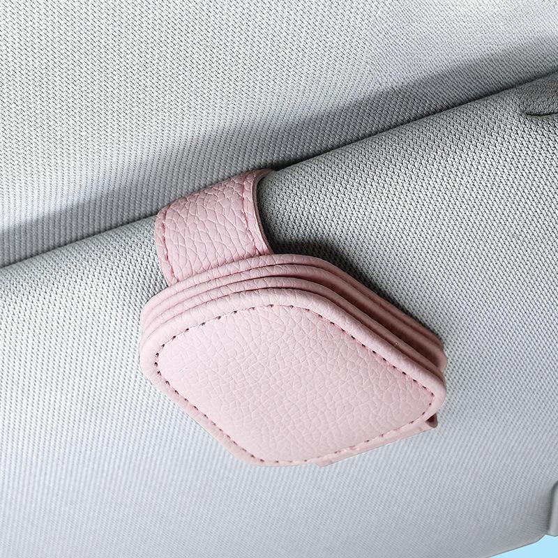 

Элегантный премиальный держатель для очков для автомобиля с отделением для нескольких карт для козырька 1PC розовый