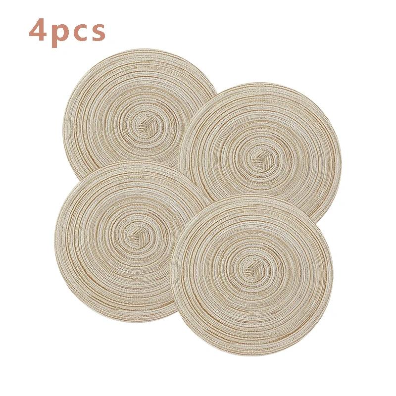 

4 шт. Круглые салфетки и подставки, плетеные тканые салфетки, моющиеся термостойкие салфетки и подставки для обеденного стола diameter 38cm