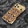Gold Heart Pattern Prin fashion phone cases phone case fundas carcasa Glass Phone Case for iPhone 17 16 15 14 13 12pm Pro Plus