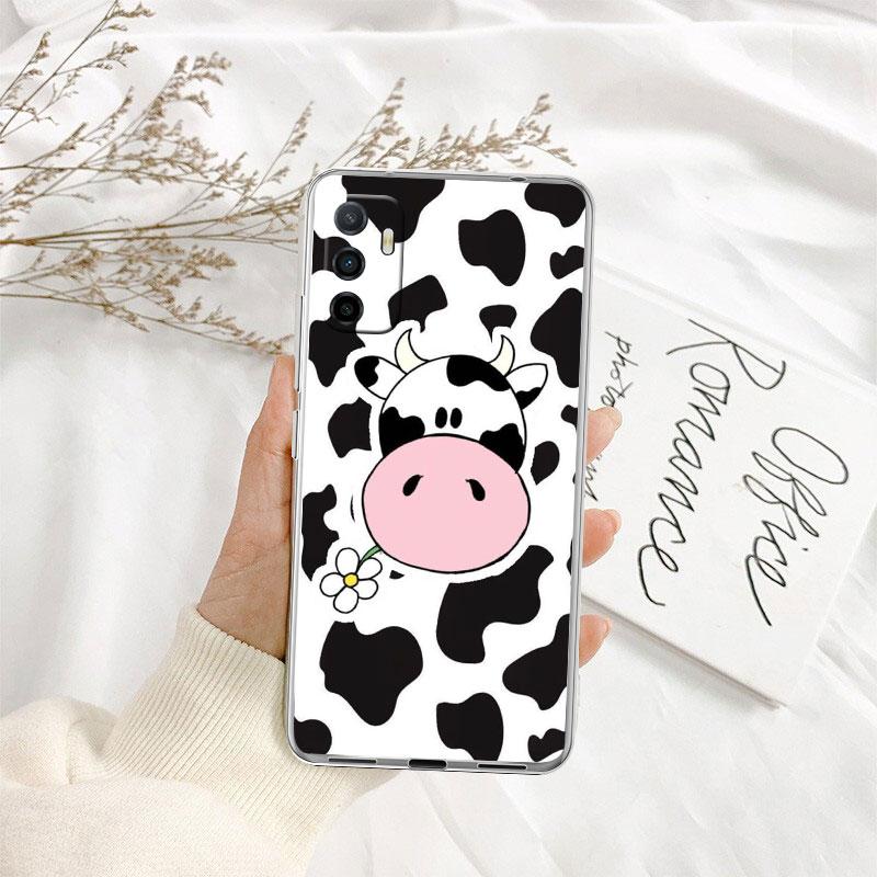 Cartoon Art Cow Transparent Phone Case for Motorola Moto G7 G8 G9 G84 G85 G73 G24 G15 Z2 Play Power Plus