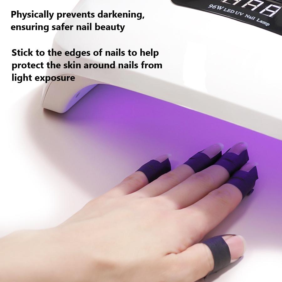 Black Nail Art Masking Tape, Light Blocking Film for Gel Curing UV Protecton Finger Tapes Manicure Tools