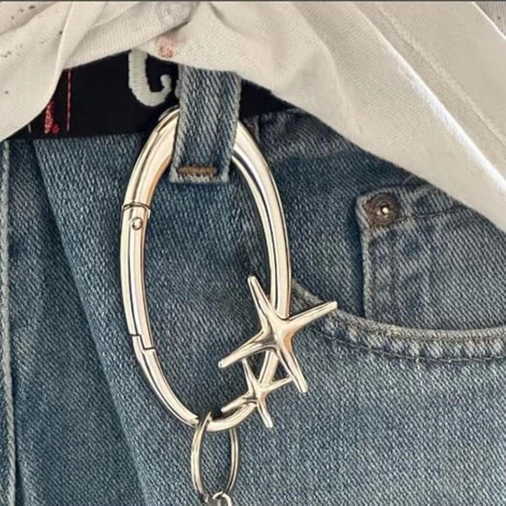Bag Charm Punk Star Keychain Belt Buckle Star Key Ring Y2K Oval Carabiner  Backpack Decor