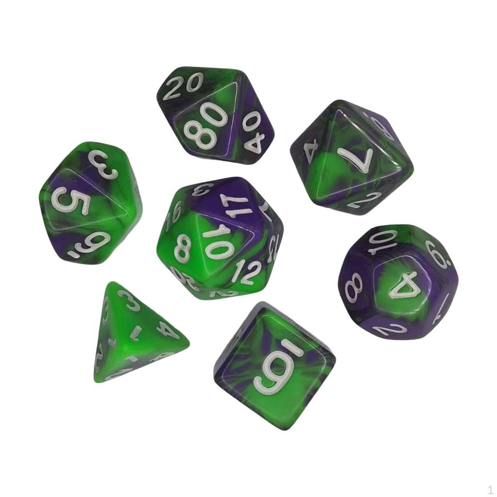 7 Pieces Acrylic Polyhedral Dices D6 D4 D8 D10 D12 D20 Gifts Board Game Props Durable for Role