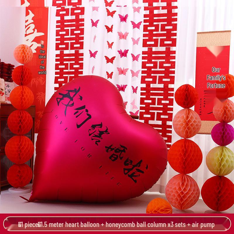 Extra Large Heart Balloon Honeymoon & Wedding Decoration Set