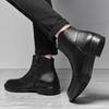Luxury Genuine Leather Thick-soled Mens Boots Vintage Style High Top Dress Shoes Fashion Casual Leather Chelsea Ankle Boots