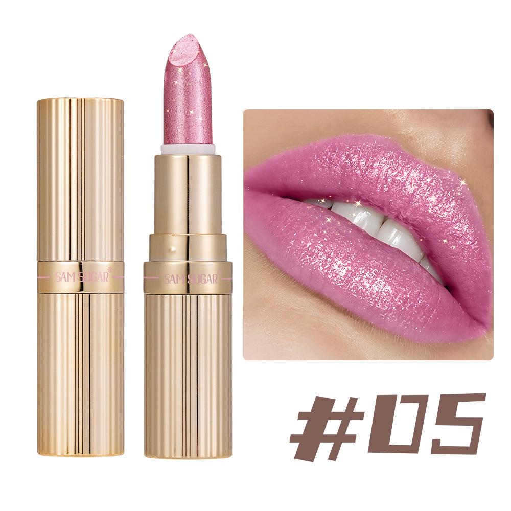 Shiny Metal Glitter Lipstick SAM SUGAR Pearlescent Lustre Velvet Lip Balm Non Grainy Hydrating Long Lasting Shimmery Lips Cosmetics for Women