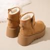 Fashion Winter New Snow Boots Women's Fashion Round Toe Suede Side Zipper Non-Slip Wear-Resistant Short Cylinder Cotton Boots