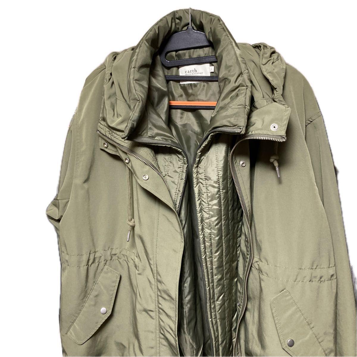 earth music&ecology Mods coat khaki with hood