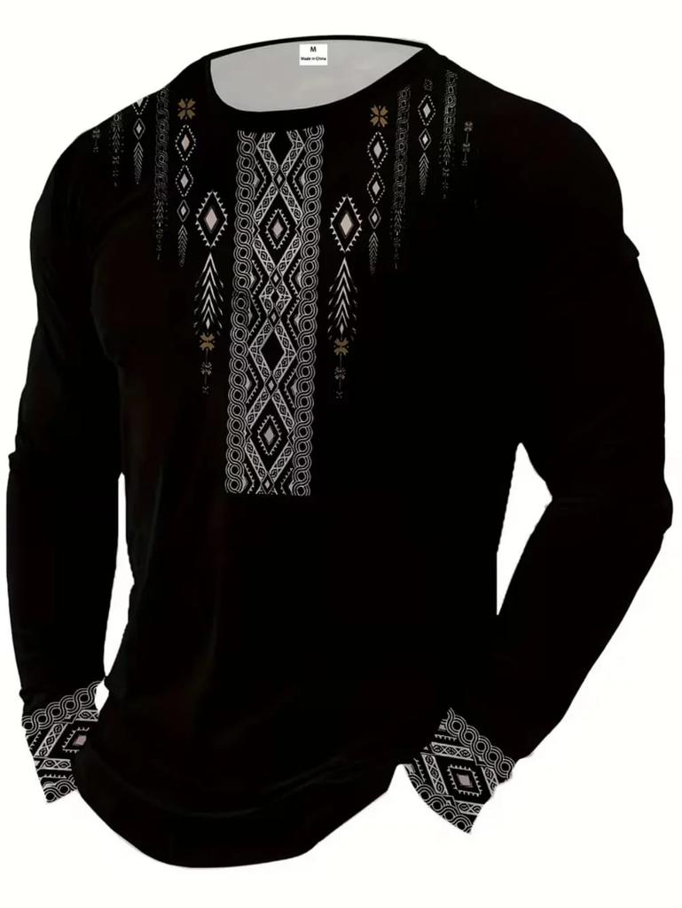 Mexico Emblem Print Long Sleeve T-Shirt, Casual Fashion Tee