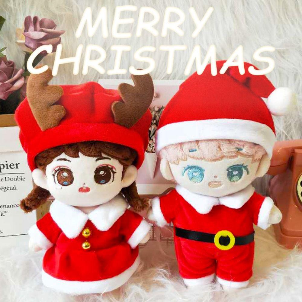 Plush Stuffed Santa Claus Cotton Doll Dress Reindeer 20CM Doll Plush Toys Clothing  Girls