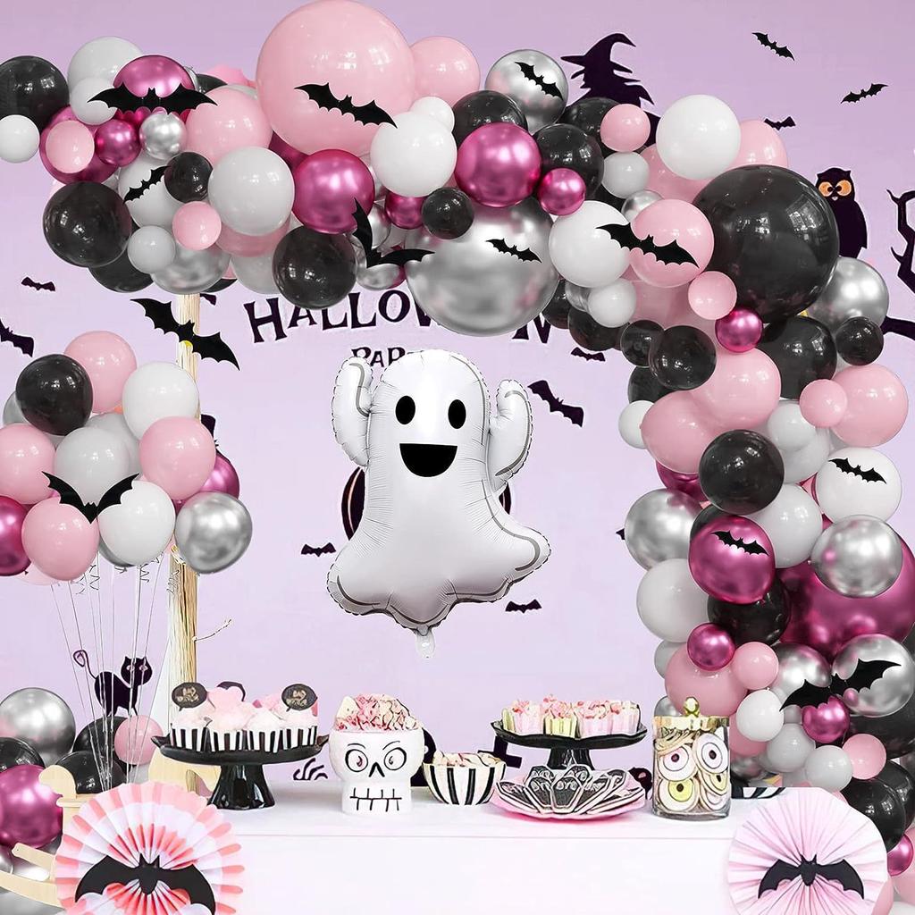 Halloween ballonnen krans boog set met zwarte en oranje kleurrijke confetti oogbol ballonnen geschikt voor Halloween huisdecoratie