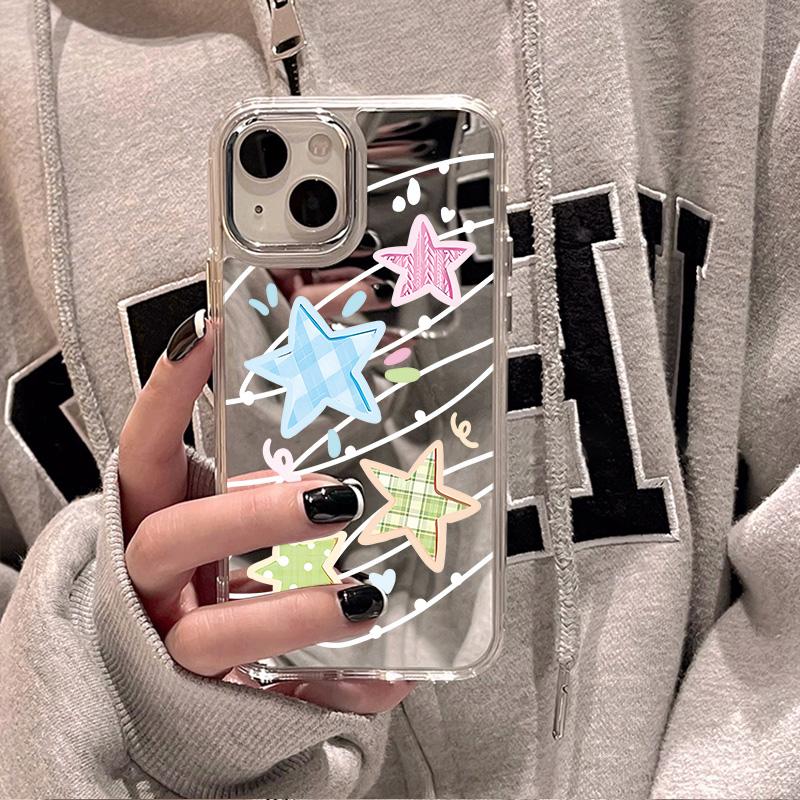 Handyhüllen für iPhone 11 13 XR 15 Pro Max 12 14 Pro Max Hülle iPhone 16 XS Max Spiegel Schutzhülle Mirror Exquisite Cartoon Wasserdicht