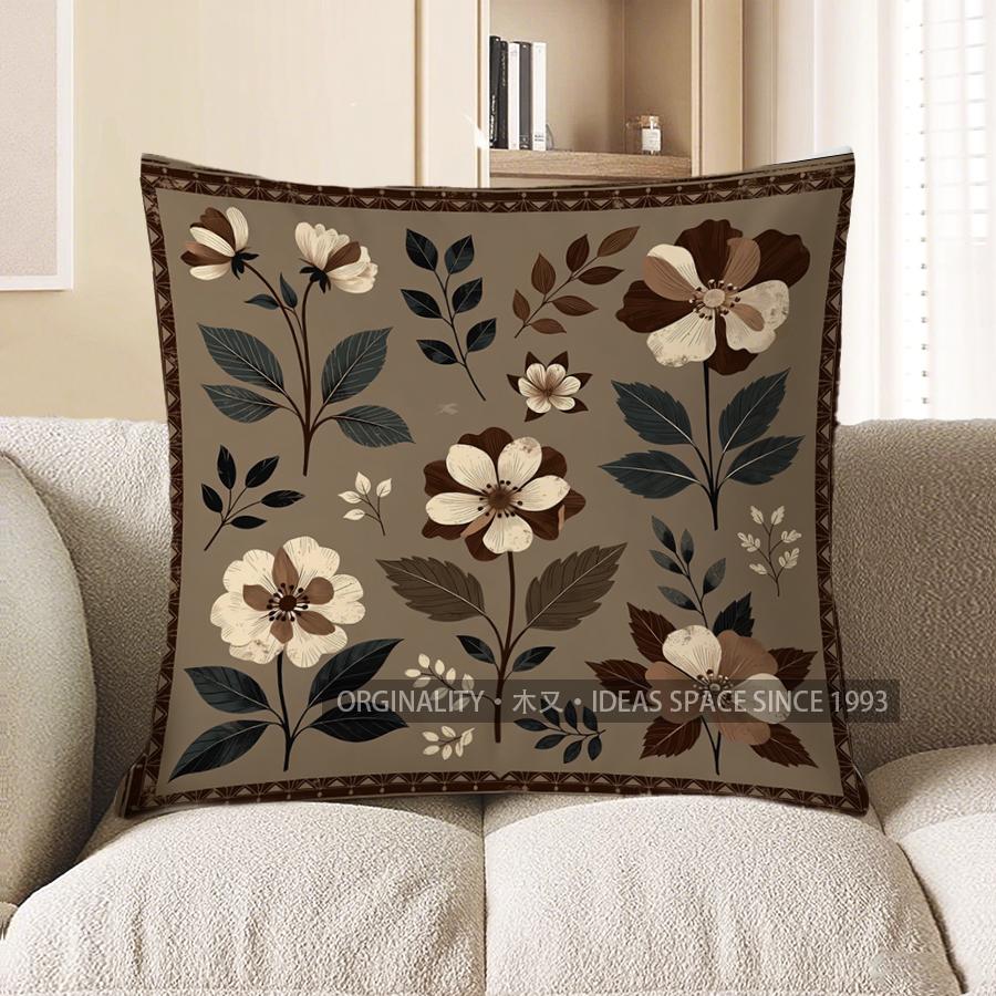2D Floral Patchwork Design Decorative Pillow Covers Pattern Cushion Cover Suitable For Sofa Bedroom Car Pillow Cover