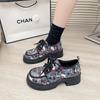 Small Leather Shoes Women's Autumn and Winter New Printed Platform Versatile Women's Single Shoes