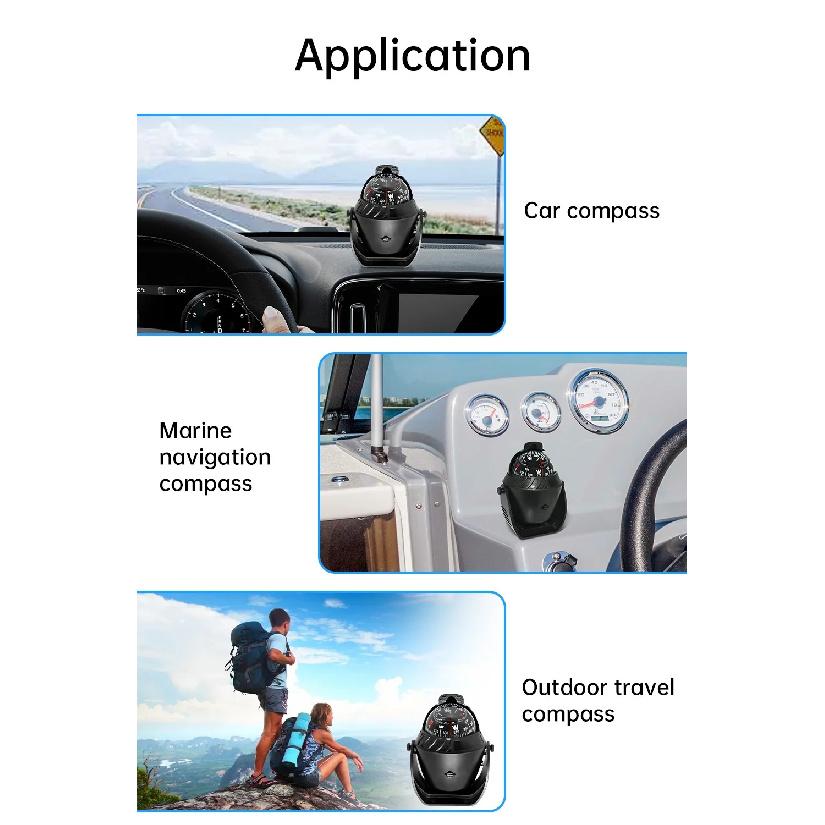 AD Waterproof Compass With Electronic LED Light Nautical Sea Pivoting Marine Boat Compass For Marine Navigation Positioning