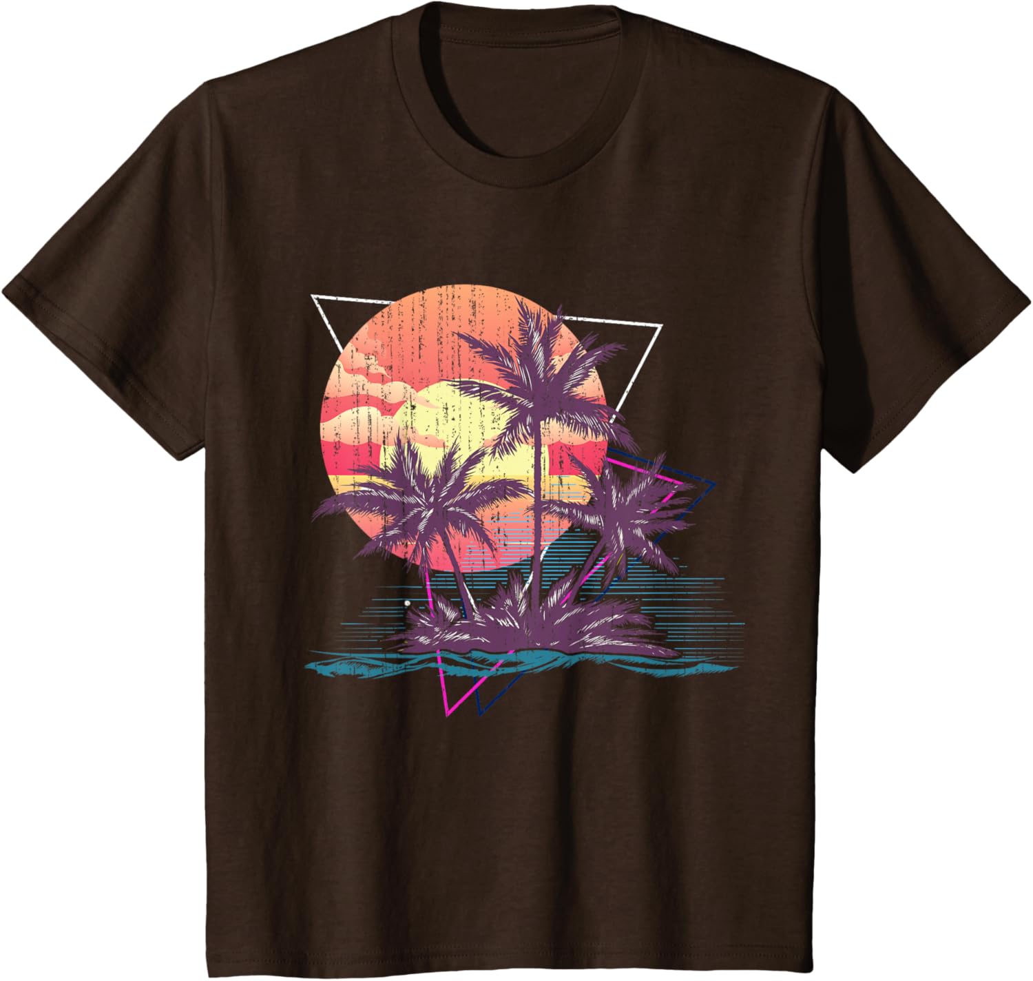 Retro Palm Trees Beach Sunset Tropical Summer TShirt S