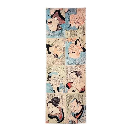 Ukiyo-e Tenugui Towel by Utagawa Kuniyoshi - Hyakushiki-menso, Premium Tokka Fabric, Reactive Dye, Nassen Print, Japan