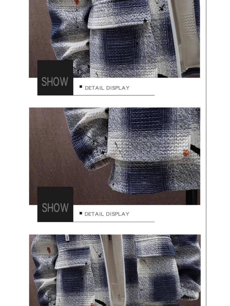Men's Hooded Plaid Jacket - Spring/Fall/Winter Cotton Outerwear for Teens and Students