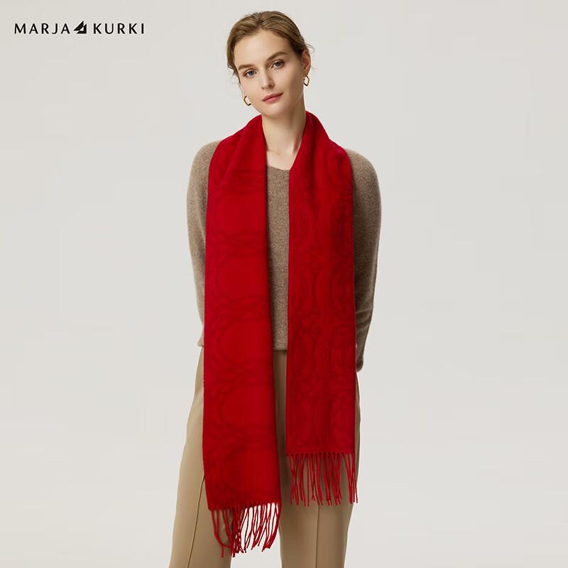 MARJA KURKI Warm Wool Cashmere Scarf - Imperial Whisper Red