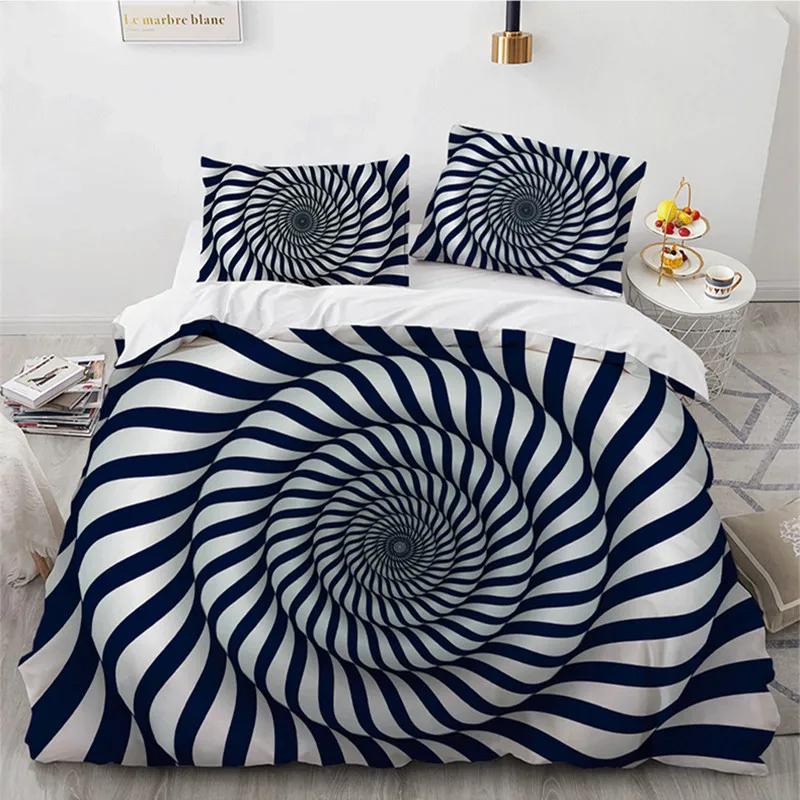 Spiral Swirl Bedding Set Psychedelic Bohemian Stylish Trippy Pattern Comforter Cover King Queen Mandala Geometric Duvet Cover