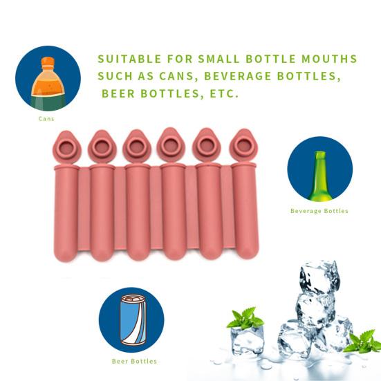 Ice Stick Mold Dustproof Lid 6 Cavities Food Grade Easy Release BPA Free DIY Reusable Bottled Beverages Silicone Ice Cube Mold Kitchen Supplies