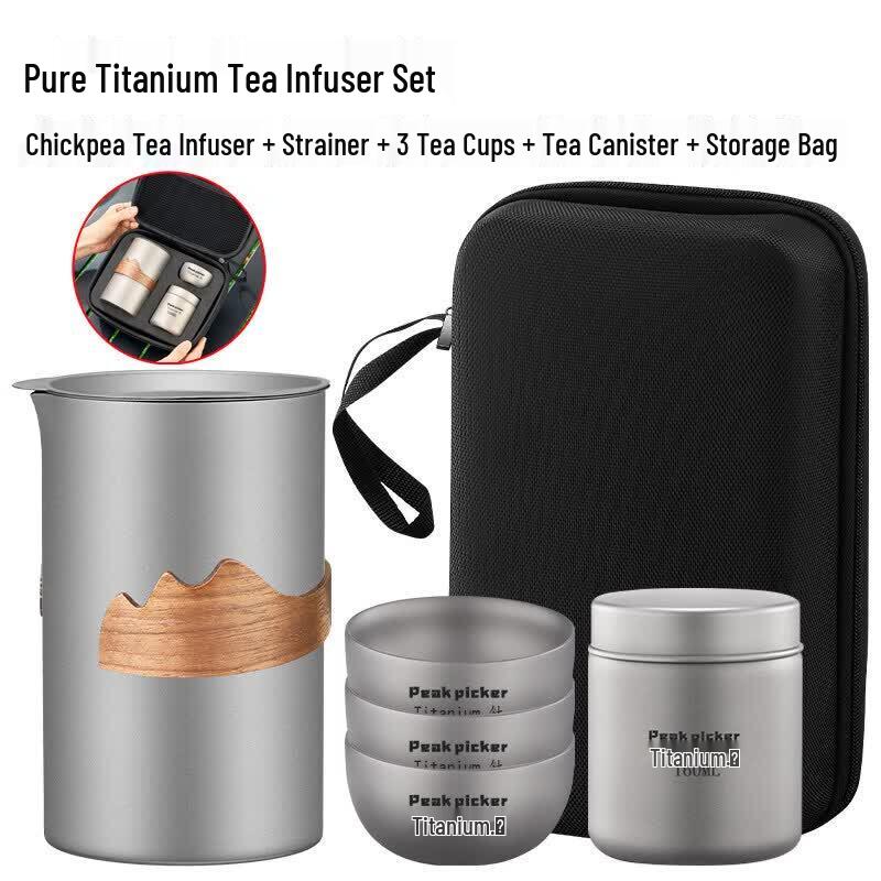 Portable Titanium Travel Tea Set with Glass Infuser