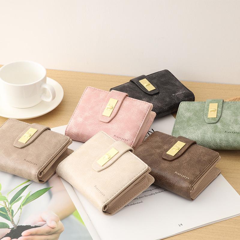 Damen Kurze Geldbörse Retro Einfache Schnalle Große Kapazität Nische Täglicher Gebrauch Handheld Vorhaut-Clip