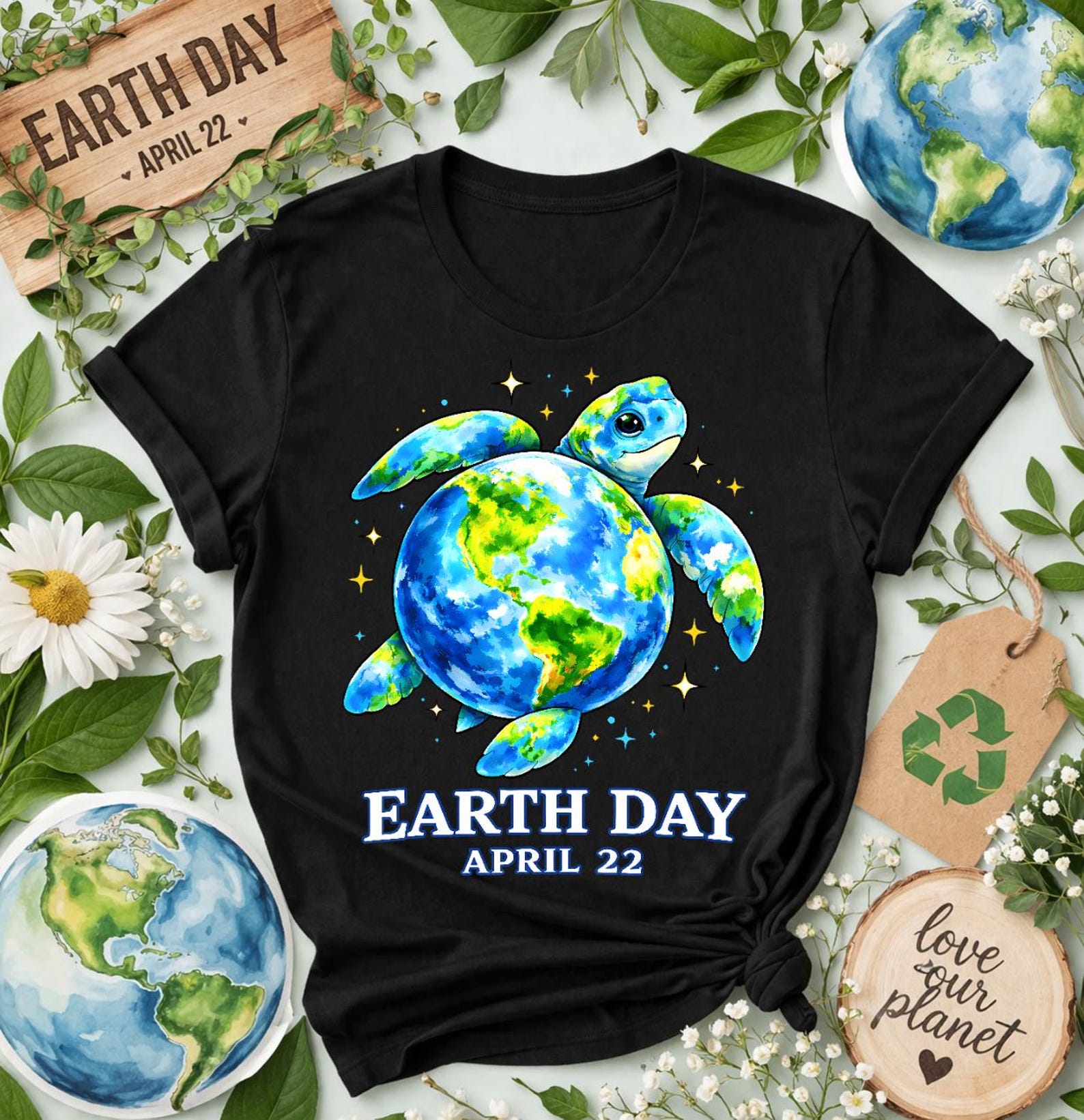 Funny Sea Turtle Earth Day Kids T-Shirt, Save Our Planet Ocean Tee 2XL