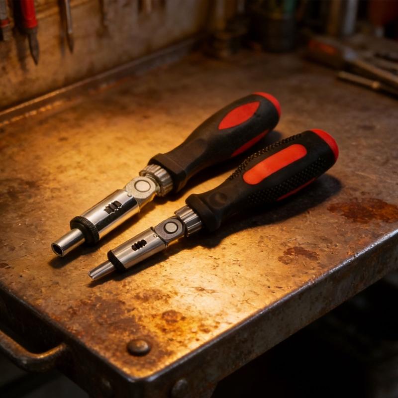 Ratchet Screwdriver 1/4inch Inside Hexagon Screwdriver 0-180 Degree Adjustable Ratchet Bit Holder Screwdriver